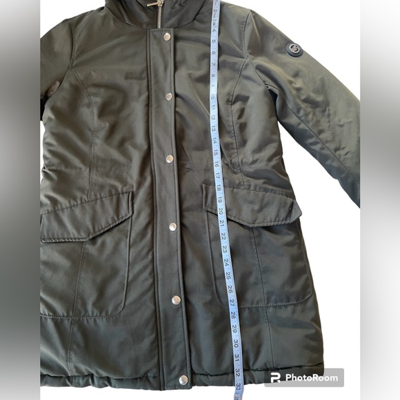 MICHAEL Michael Kors Hooded Fur Snap Front Polyfill Anorak Coat Medium Parka Med - Picture 9 of 16